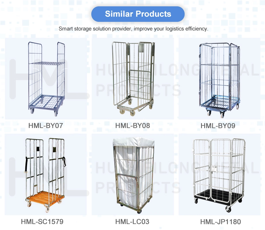 Hml 4 Wheels Collapsible Rolling Cart Wire Security Storage Cage