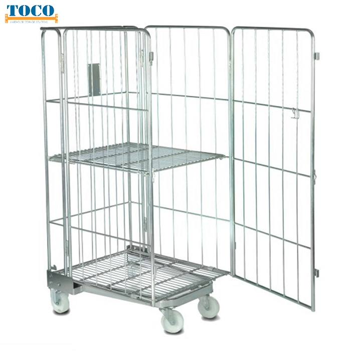 Lockable Storage Roll Cage with Top Lid for Carton Storage