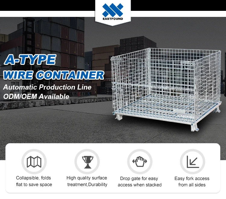 High Quality Warehouse Roll Mesh Small Steel Cage Galvanized Folding Metal Wire Mesh Storage Containers