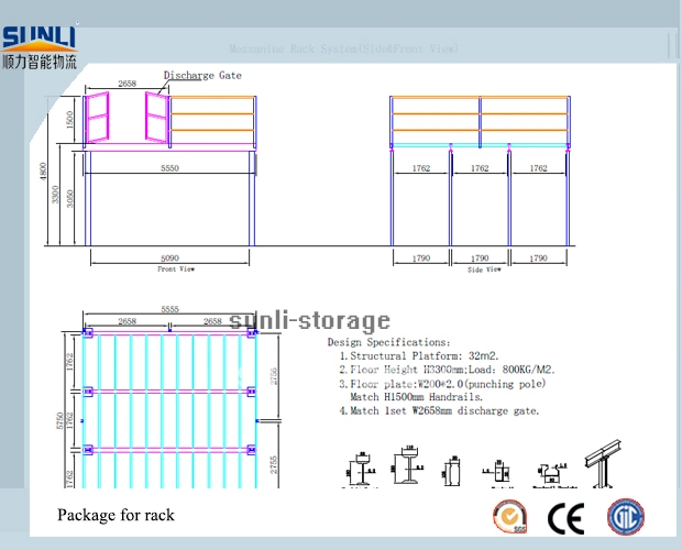 Industrial Steel Deck Storage Rack Mezzanine with SGS/ISO