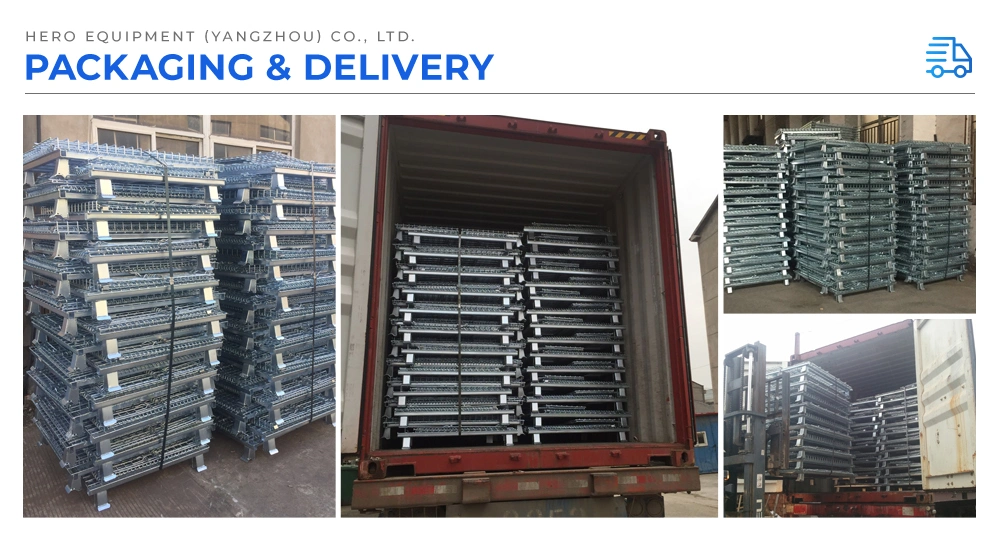 Heavy Duty Demountable Collapsible Rigid Metal Bulk Wire Mesh Cage Storage Stacking Containers