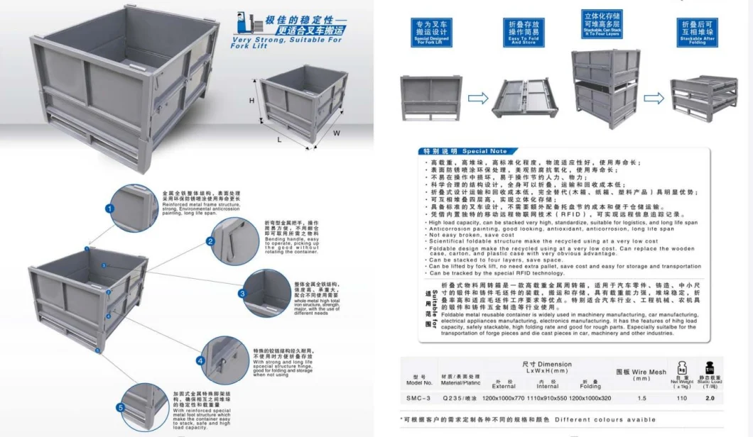 Metal Bin Storage Container Wire Mesh Pallet Crate Foldable Stackable Steel Storage Cage Pallet From Direct Factory