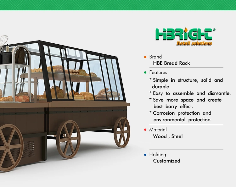 Supermarket Bakery Store Wood Stand Rack for Bread Display