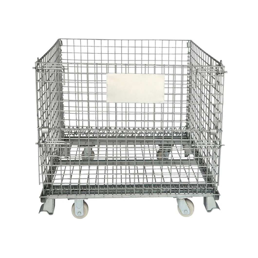 Wire Mesh Container Foldable Collapsible Steel Metal Wire Mesh Storage Cage Pallet Containers