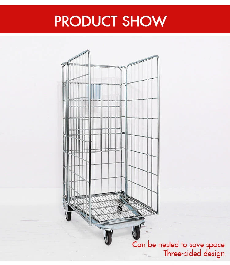 Zinc Laundry Storage Trolley Collapsible Metal Roll Container for Transport Discount